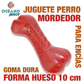 Juguete mordedor perro forma hueso para encías goma dura 10 cm