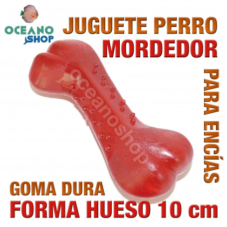 Juguete mordedor perro forma hueso para encías goma dura 10 cm