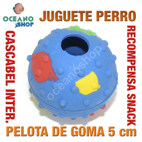 Juguete perro pelota goma recompensa snack cascabel interior 5 cm