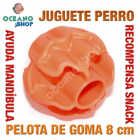 Juguete perro gato pelota goma huecos recompensa dura resistente 8 cm