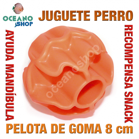 Juguete perro gato pelota goma huecos recompensa dura resistente 8 cm