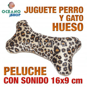 juguete perro gato peluche hueso leopardo sonido al apretar 16x9 cm juguete perro gato peluche hueso leopardo sonido al apretar 16x9 cm