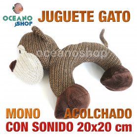 juguete perro gato peluche mono sonido al apretar  22x19 cm