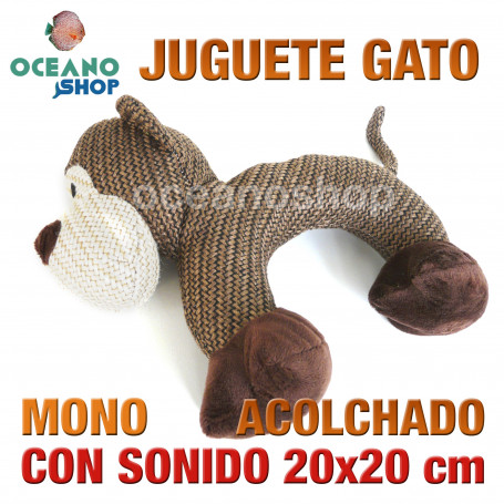 juguete perro gato peluche mono sonido al apretar  22x19 cm