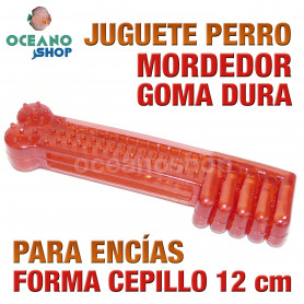 Juguete mordedor perro forma cepillo de dientes para encías goma dura 14 cm