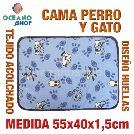 Cama colchoneta acolchada perro gato 55x40x1,5 cm