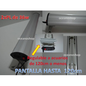 Pantalla acuario 2X36w pl hasta 120cm regulable Pantalla acuario 2X36w pl hasta 120cm regulable PL-120
