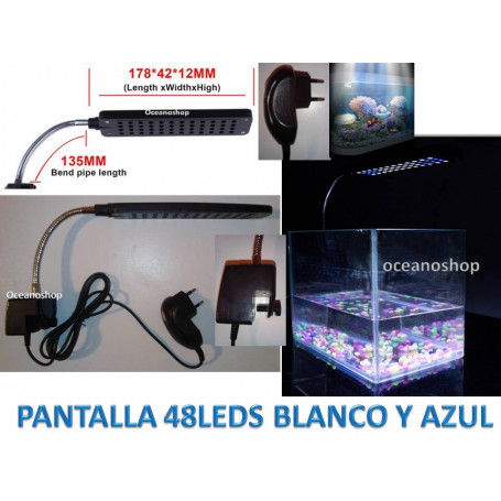  Pantalla acuario led con 48 leds blanco y azul.